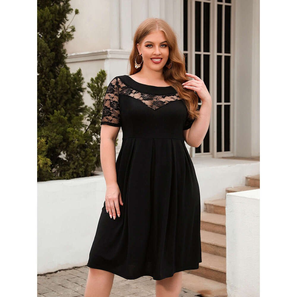 Plus Size Tender Beach Dress Womens Dress Birthday Dress Luxury Dress New Hollowed Out Lace Casual Loose Fitting Vacation Commuting Dress Oversized Wo