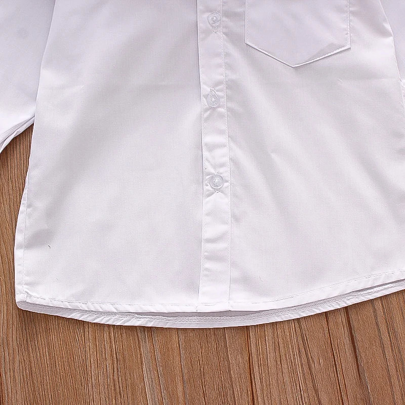 Spring and Autumn Boys Long sleeved Shirt Single Shoulder Pocket Flip Collar Baby White Shirt Comfortable Boys Clothing 250515