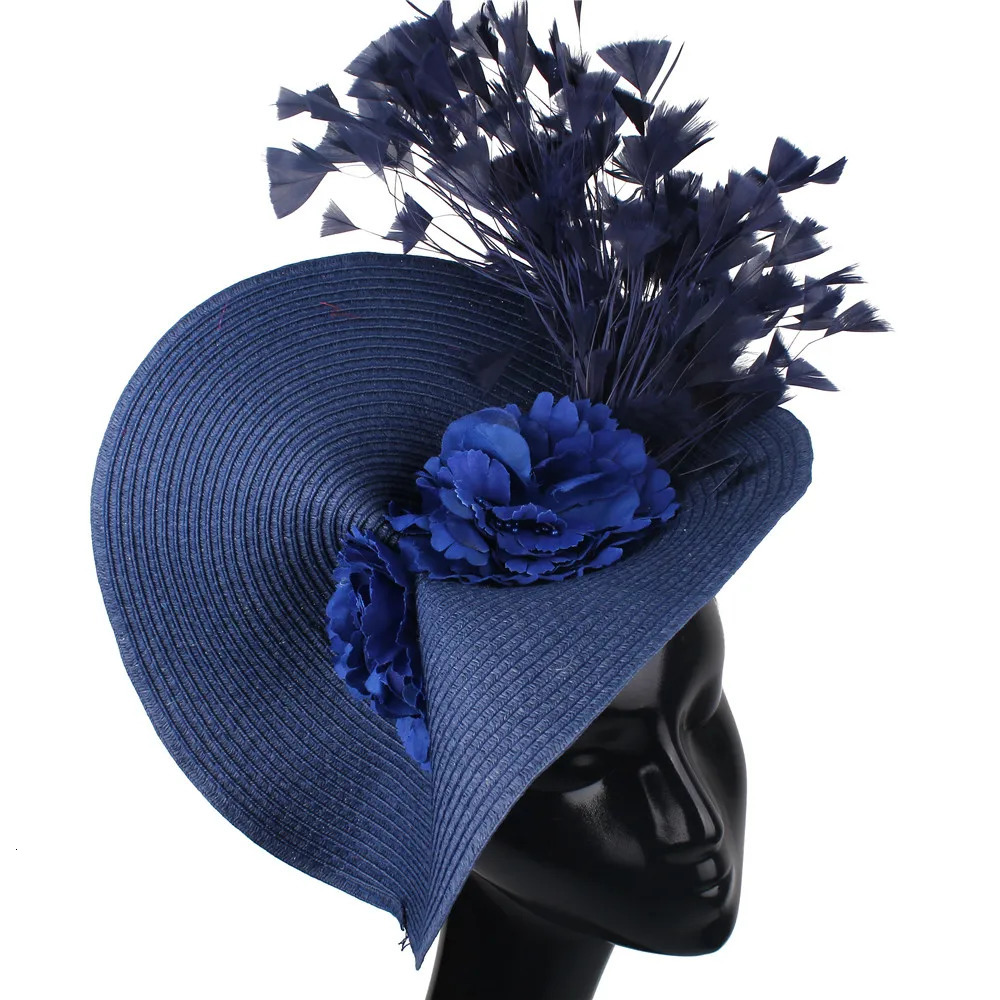 Ladies Black Fascinators Millinery Hat Party Wedding Straw Hat Wide Brim Fedora kentucky Headpiece Church Hair Accessories 250514