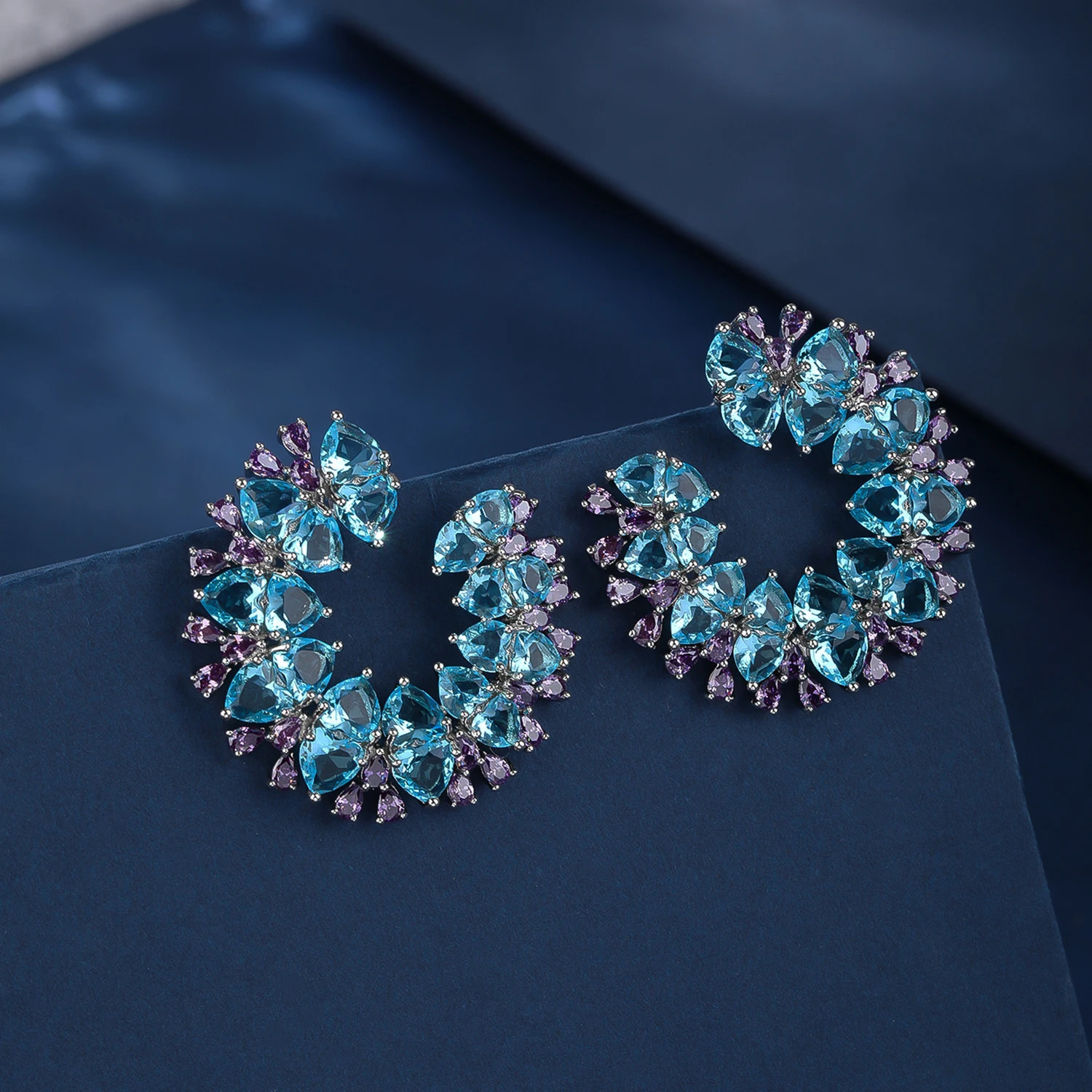 High Quality C Shape Colorful Zircon Earrings Gifts For Girls Jewelry Colorful Dress Accessories Earrings For Women CE12118 250515