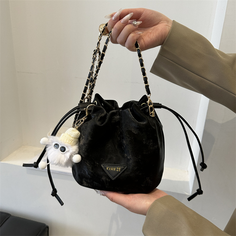 2025 Minimalist Drawstring Bucket Bag - Solid-Color Crossbody Purse for Women, Korean-inspired Spring Summer Small Shoulder Bag Free Shipping