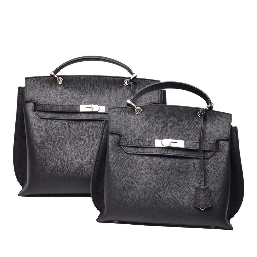 Tote Bag Women S Top Layer Cowhide Lychee Patterned Kelly Fashionable Single Shoulder Crossbody Bag Large Capacity Handbag KQ