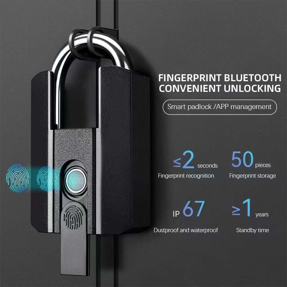 Smart fingerprint padlock, Bluetooth home anti-theft lock, beam courtyard door, dormitory cabinet, electronic lock head