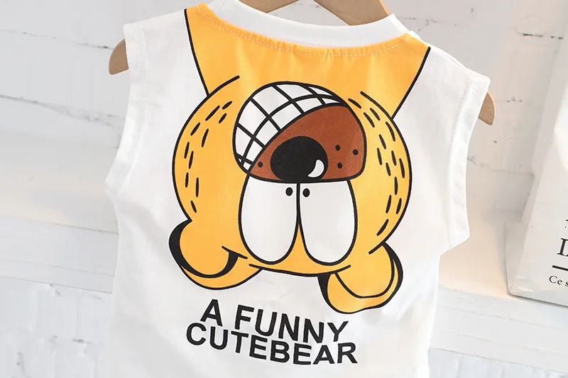 Boys Summer Children Vest Set Boys Clothes Baby Cartoon Bear Sleeveless T-shirts Shorts 2pcs Casual Sport Sets 250515