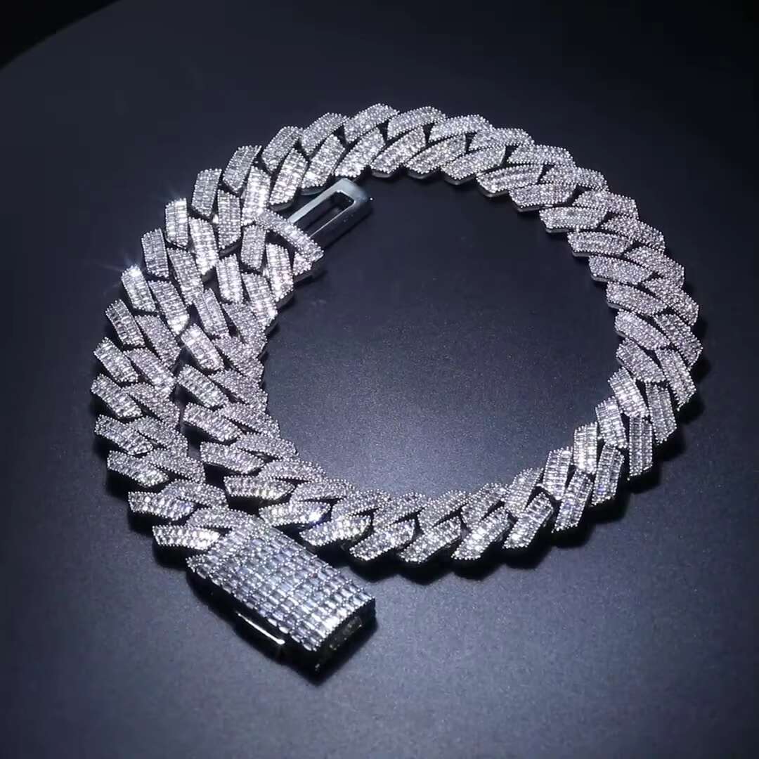 Men's Hip Hop Double Row Zircon Cuban Necklace Gold Plated Link Chain Weddings Parties Copper Fashion Jewelry Necklaces