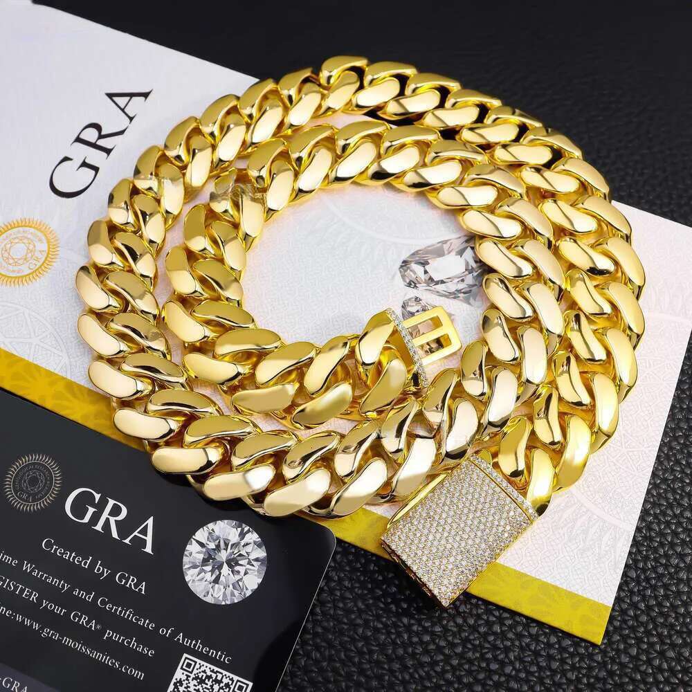 Custom Miami Cuban k Chain 14k Real Gold Plated Iced Out Moissanite Necklace Sier Hip Hop Mossanite Jewelry for Men