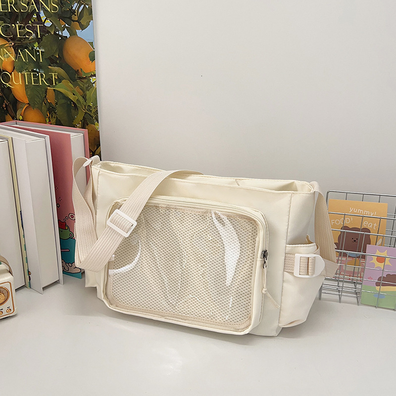 Free Delivery Designer Bag Ins Transparent 2025 Makeup Class Large Capacity College Student Girl Versatile Crossbody Cute Mailman Luxury Bag