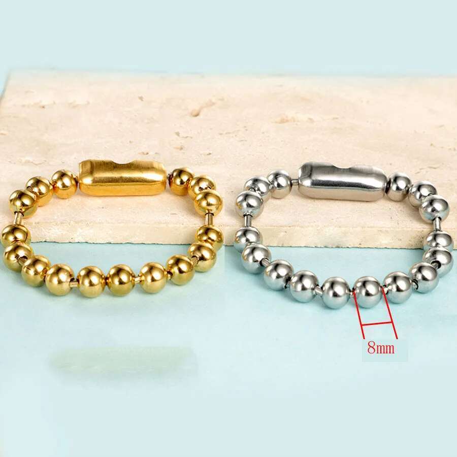 8Mm Stainless Steel Ball Bracelet For Men Women Gold/Sier Color Metal Bead Chain Pulsera Female