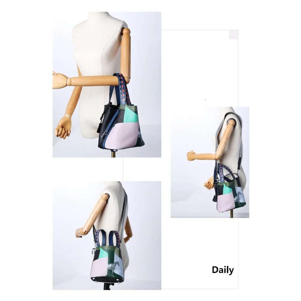 Ethnic Style Cowhide Bucket Bag Fashion Chic Vegetable Basket Women's Handbag
