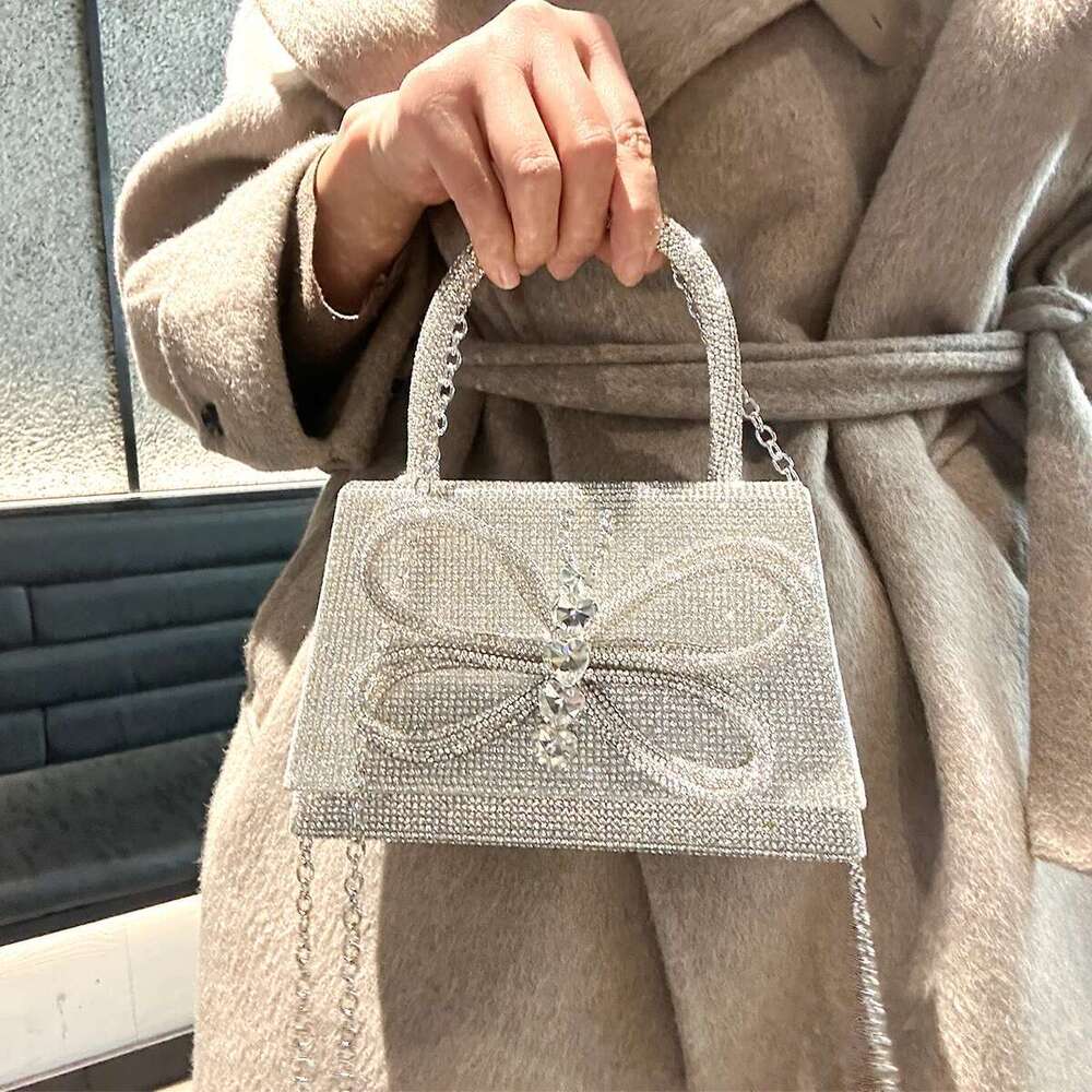 JIOMAY Golden Rhinestone Evening Bags Designer Handbags For Party With Long Chains Exquisite Butterfly Purses For Women