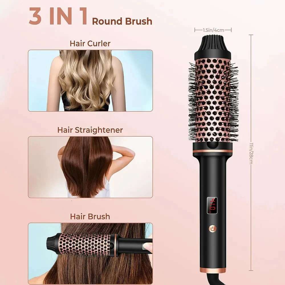 3 In 1 Ionic Curler Straightener Professional Curling Iron Heated Hair Styling Anti-Scald Thermal Brush Curl Wand