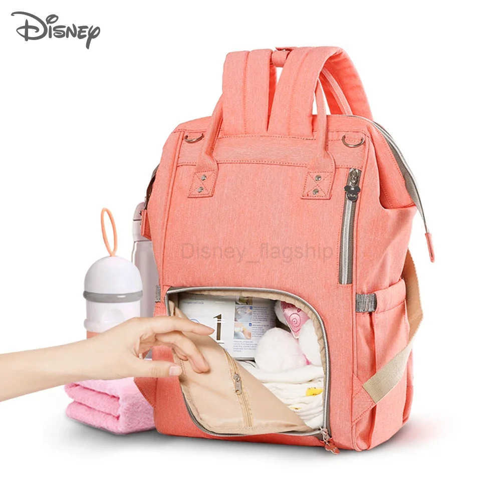 Disney Baby Diaper Backpack Moms Baby Nursing Bag Mother Maternity Nappy Changing Bag Travel Stroller USB Heating Mickey SeriesXJ250515