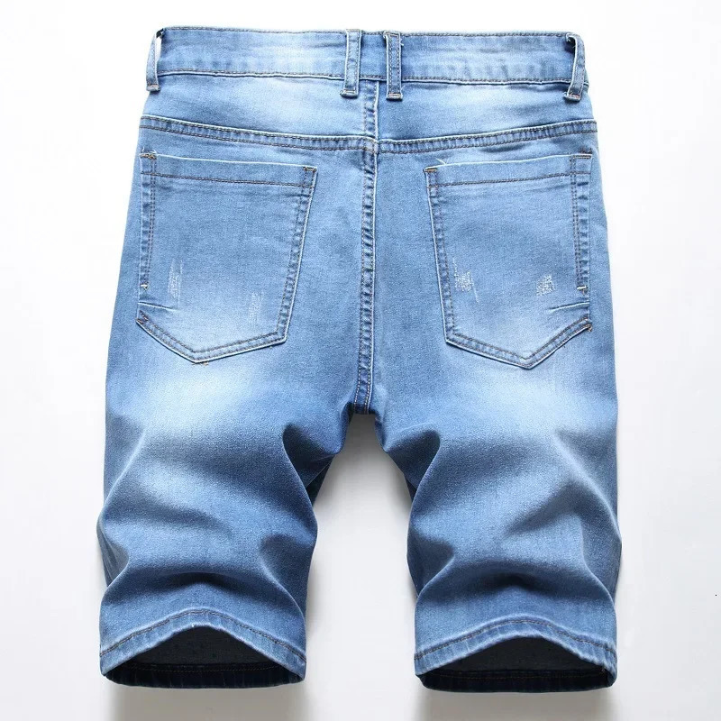 Mens Ripped Straight Denim Shorts Graffiti Jeans Fashion Spray Personalized Holes Short HipHop Streetwear 250515