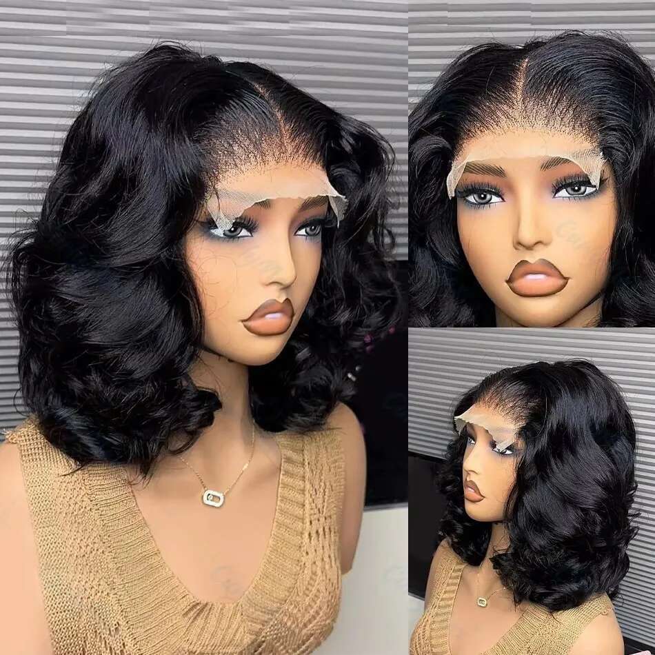 Mossily 300 Density Body Wave Short Bob Human Hair 13x4 13x6 Transparent Frontal 5x5 Hd Lace closure Wig PrePlucked