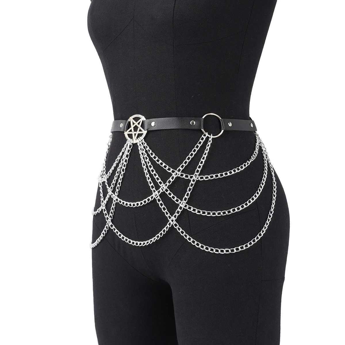 Women Fashion Belly Belt Chain Street Style Belt With Chain Gothic harness chain bustier Harness Waist Belt Clothing Accessories Y250515