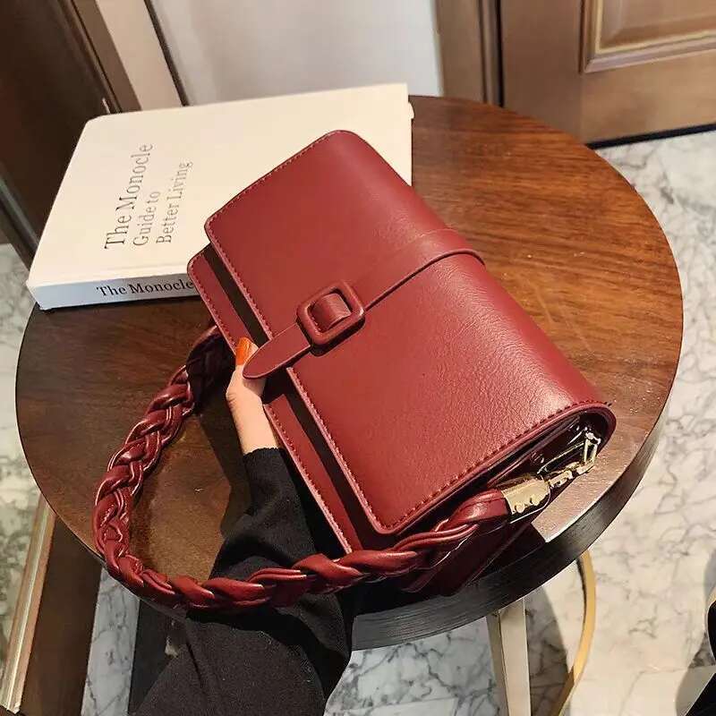Ladies' Trendy High-End Fashion Crossbody Handbag, Niche Single Shoulder Square Mobile Phone Bag, Small Leather Bag