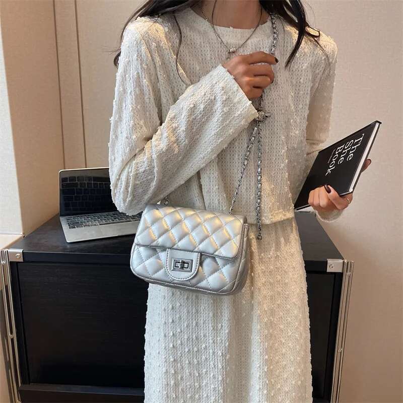 French-Inspired Quilted Women's Crossbody Shoulder Bag Niche Casual-Chic Chain Strap Versatile Purse