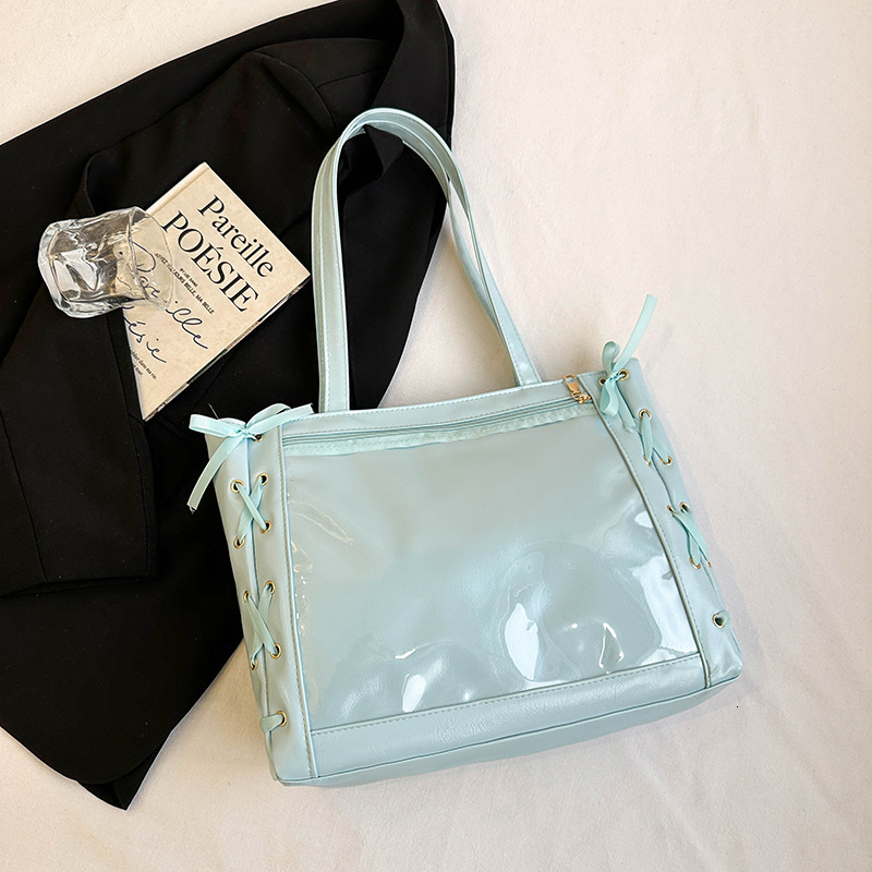 Large Capacity 2025 New Luxury Bag Soft Girl Ribbon Bow New Free Delivery Designer Bag Western Style Handheld Pain Transparent Shoulder Bag Trendy