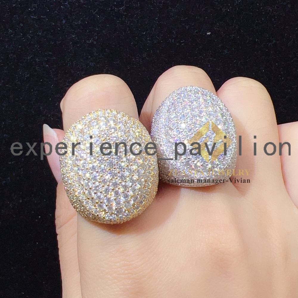 Luxury Hip Hop Men Diamond Vvs Moissanite Rings Sterling Silver 925 Fine Jewelry Iced Out Ring