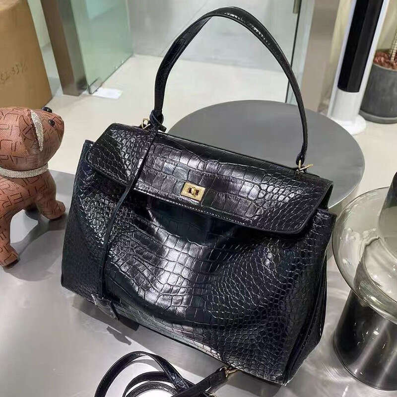 Tote Bag New Rodeo Crocodile Pattern Tote Large Capacity Soft Lock Kelly Genuine Leather Single Shoulder Crossbody Bag KQ