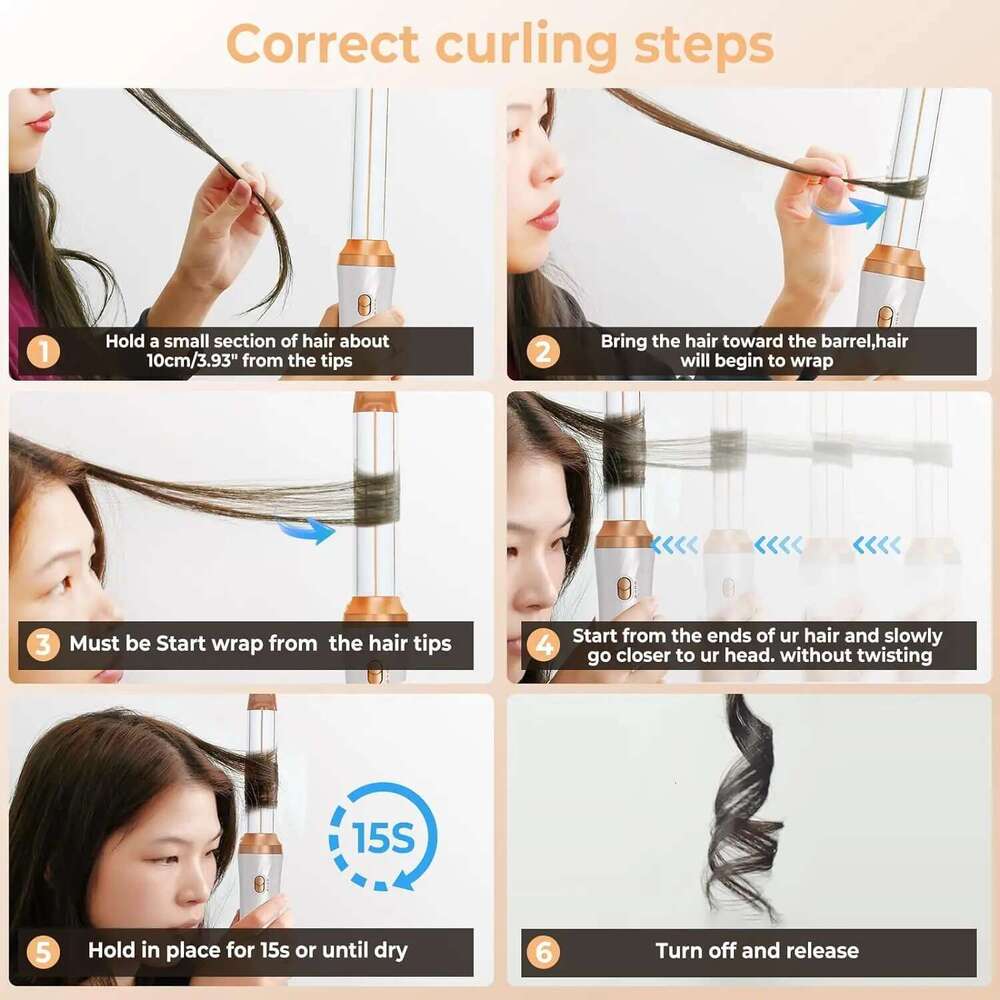 6 in One Hot Detachable Blow Hair Dryer Brush, Curler Air Styler Iron Curling Brush