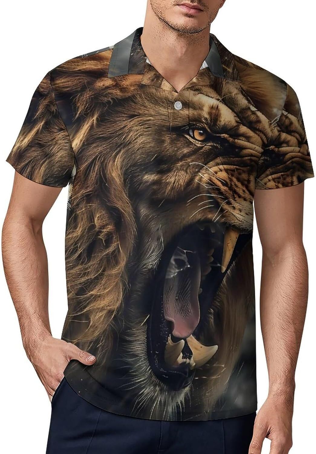 Mens Polo shirt Animal Lion 3D Print Golf Shirts for Men Print Polo Shirt T Shirts Casual Tops Polos shirts Casual tops summer clothes fashion