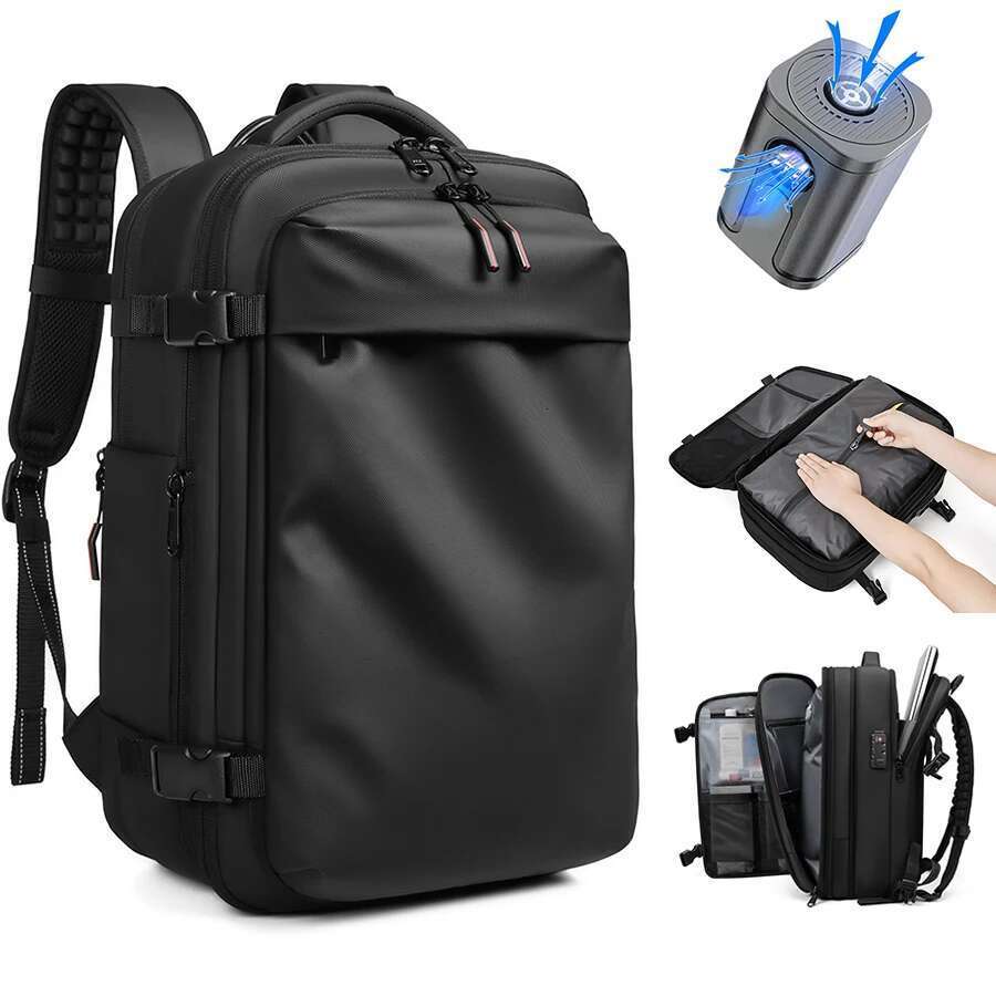 Men Travel Vacuum Compression Laptop 17 Inch Extended Large Capacity School Backpack Hiking Business Backpack