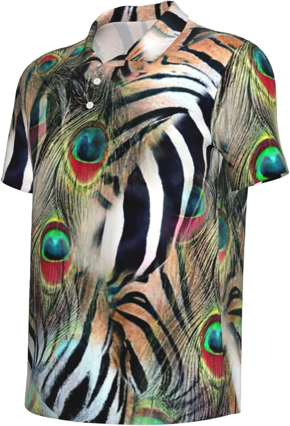 Mens Polo shirt Animal Feather Mens Short Sleeve Polo Shirt, Performance Quick Dry Collared Shirt for Golf and Casual Polos shirts tshirt Casual tops 