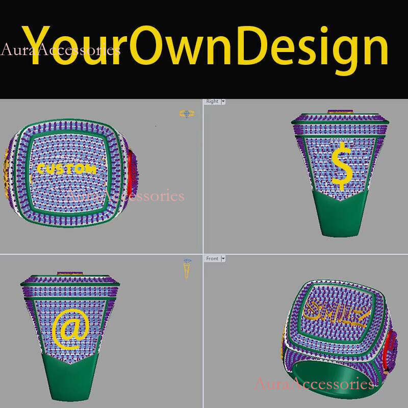 Custom Your Name Championship Sparkle Hip Hop Jewelry Sterling Sier VVS Moissanite Dia Iced Out Men Ring