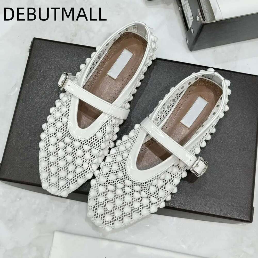 New patent leather patchwork mesh heart-shaped flat bottom straight strap Mary Jane single shoe ballet shoes