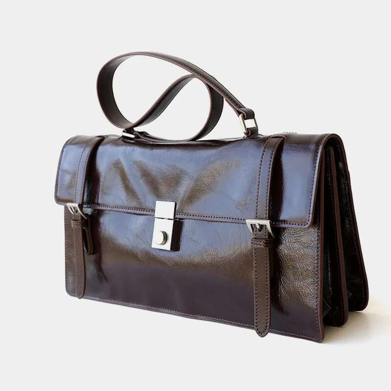 2025 New Fashionable Shoulder Genuine Versatile Postman Organ bag genuine Leather Buckle Bag for Women