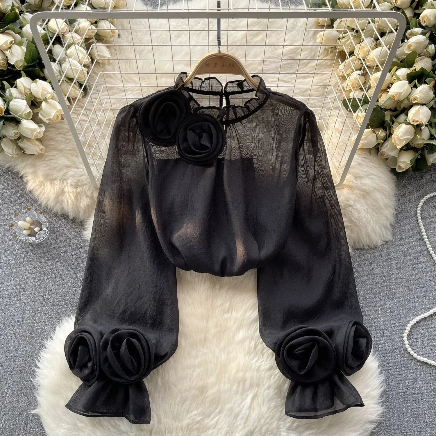 Womens Lantern Sleeve Ruffle Chiffon Blouse Summer Fashion Slim Loose Vacation Ladies Y2K Casual Chic Tops 250515