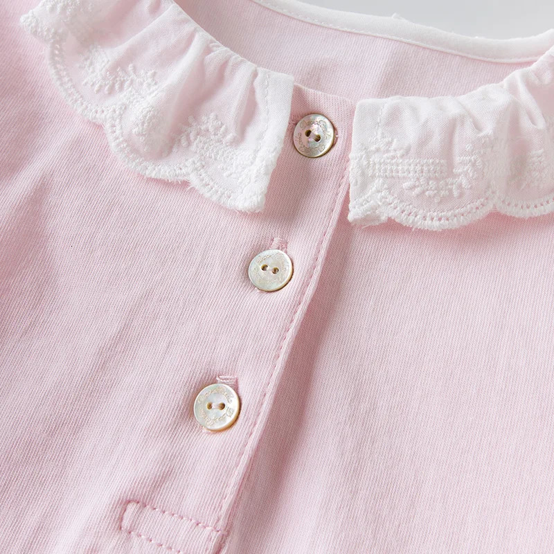 DB13962 dave bella summer baby girls cute bow solid T-shirt children short sleeve tops girls cute kids fashion tees 250515