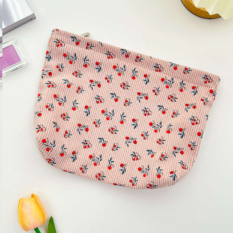Corduroy Ins Style, Large Capacity Lipstick and Skincare Storage Bag. in Hand with Makeup Bag as a Gift