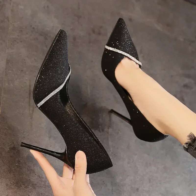 Ladies 2024 Fashion Basic Women's High Sexy Party Pumps Women Crystal Slip-on Spike Thin Heels Female Shoes Zapatos