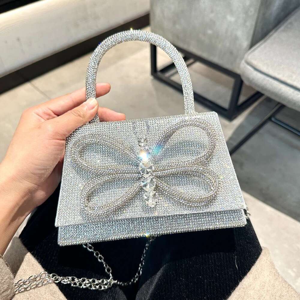 JIOMAY Golden Rhinestone Evening Bags Designer Handbags For Party With Long Chains Exquisite Butterfly Purses For Women
