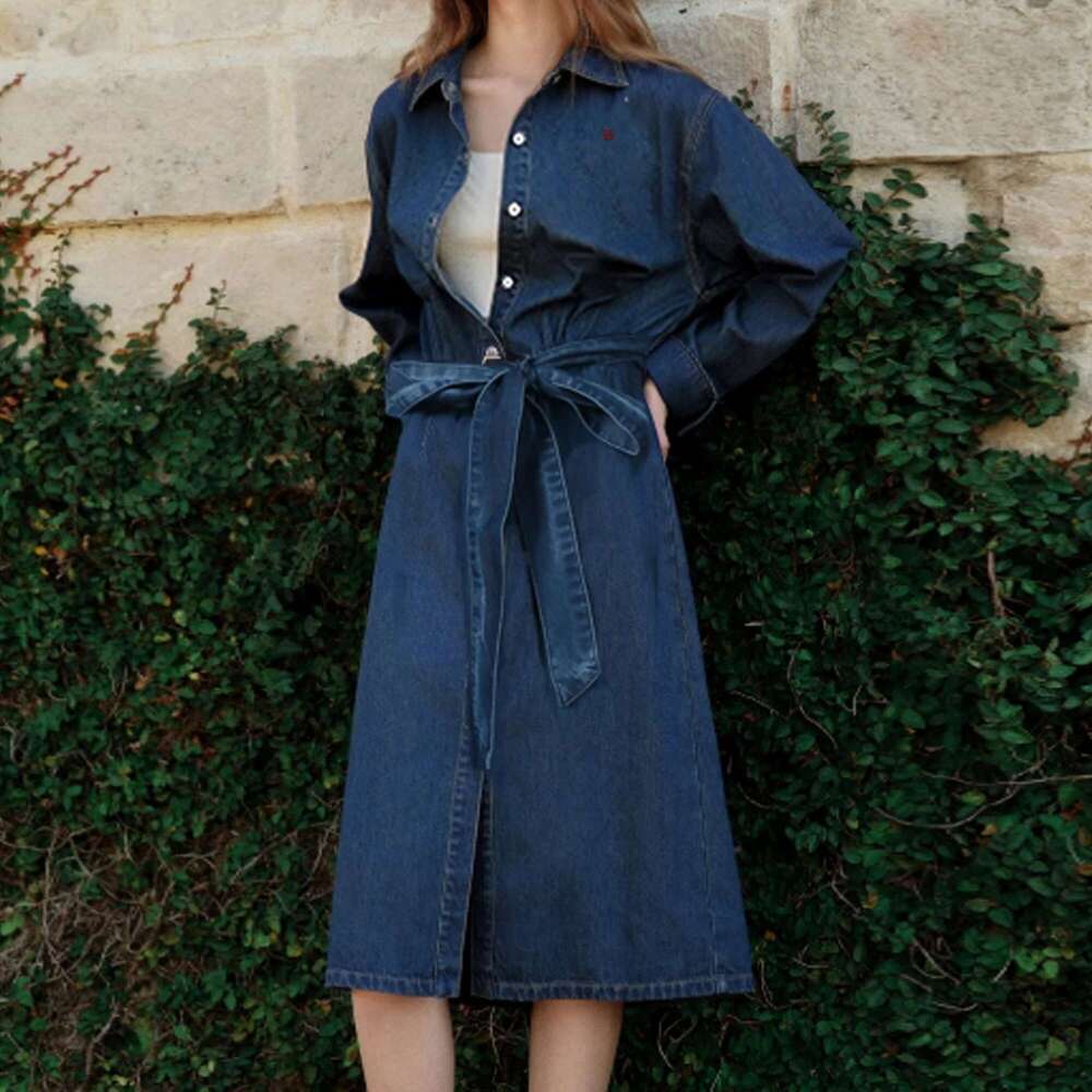 CHCH Women's Shirt 2025 New Denim Long Skirt A-Line Belt Looks Thin