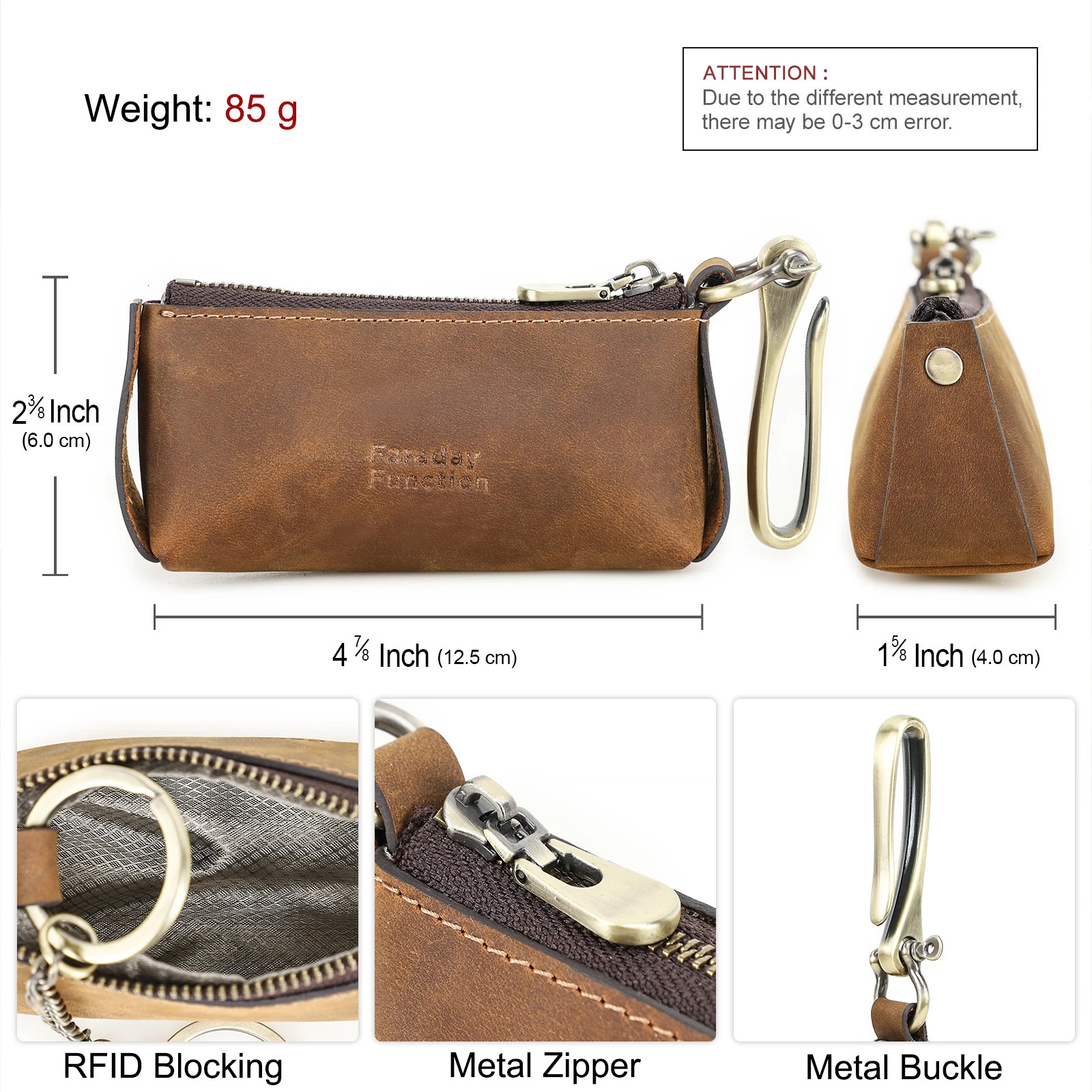 Genuine Leather Car Key Holder Organizer Pouch Key Wallet Housekeeper Key Case Rfid Blocking Key Keychain Bag 250515
