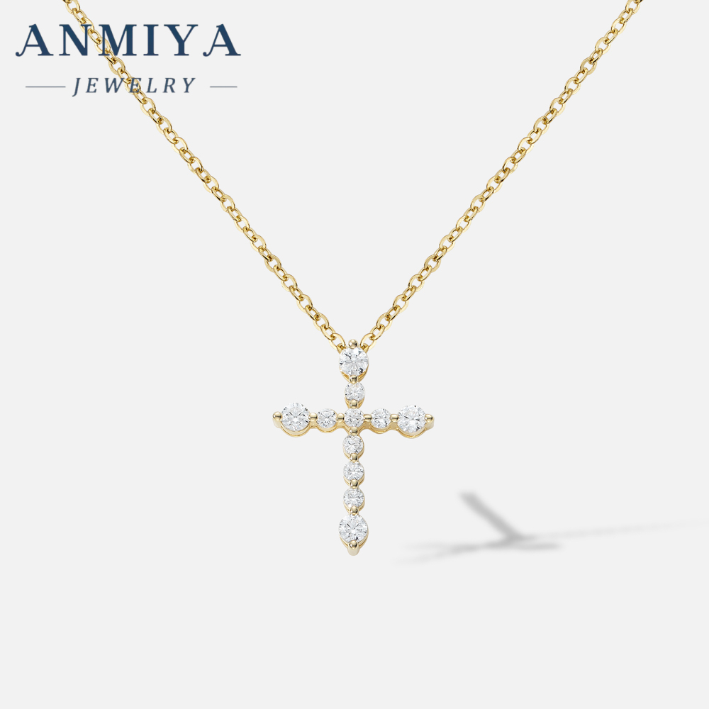 Custom 18k Gold Plated Rhodium Cubic Zirconia Cross Necklace Chain Pendant Unisex