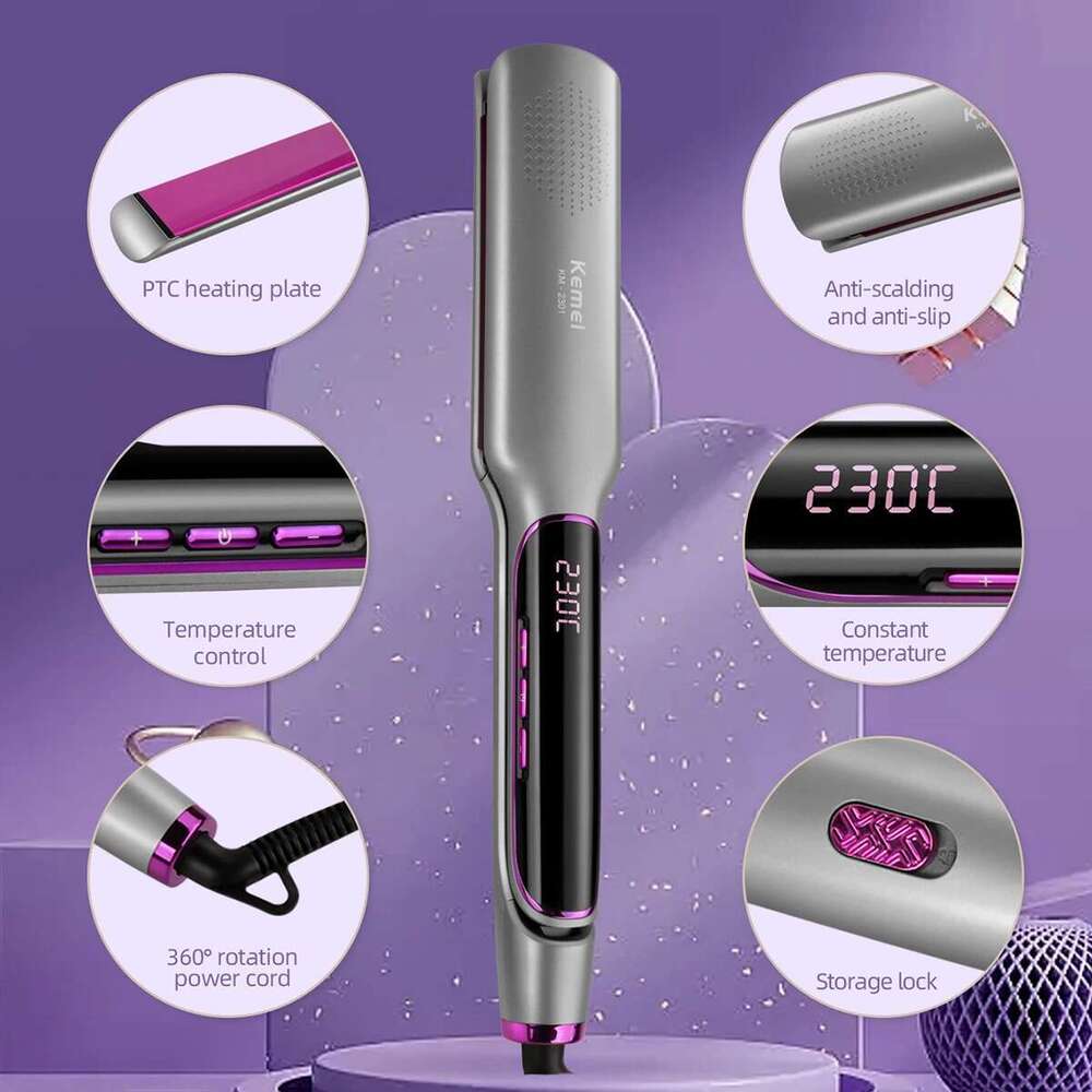 Kemei Professional Straightener With LCD Ceramic Ionic Fast Heat-Up Hair Flat Negative Ion Iron Styling Tools KM-2301