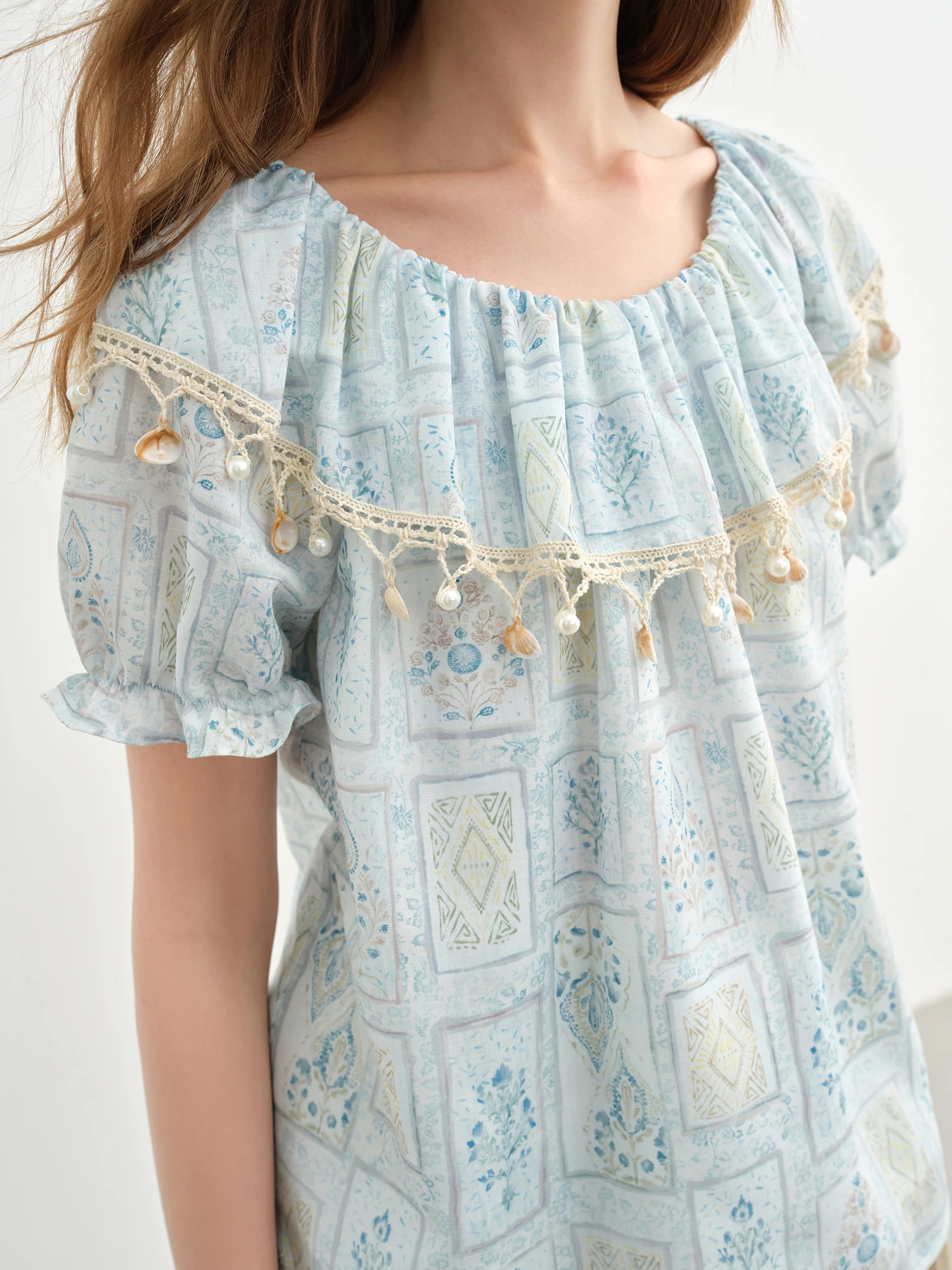 DUSHU Sweet Vacation Twowear Blouse Summer Romantic 25DS82741 250515