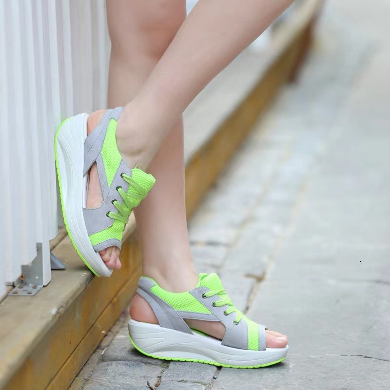 Casual Shoes New Pine Cake Sandals Thick Sole Slope Heel Breathable Shake Mesh Comfortable Sports And Casual Women S Shoes Ddmysaturn