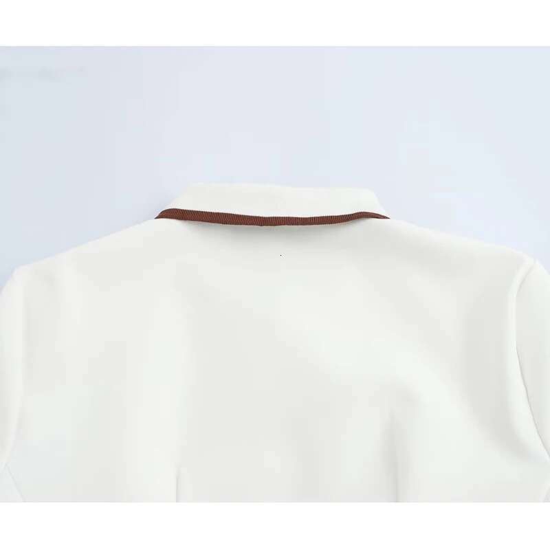 TRAF 2025 White For Women Polo Shirt Spring Mini Dress Woman Ribbed Short Sleeve Womens Dresses Elegant Vestidos