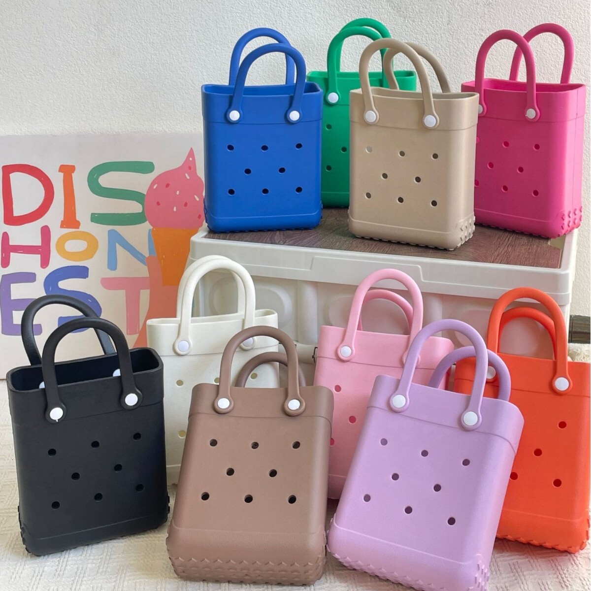 Women's Handheld EVA Beach Hole 2024 New Product Storage Waterproof Small Square Bag