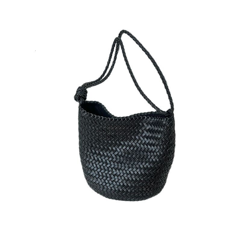 2025S designer top layer cowhide hand woven new light fake style shoulder bucket women genuine leather crossbody bag