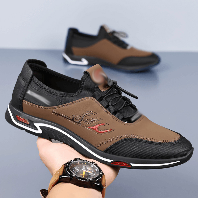 Men's 2025 spring new breathable casual sports board soft sole lightweight inner height versatile bean shoes