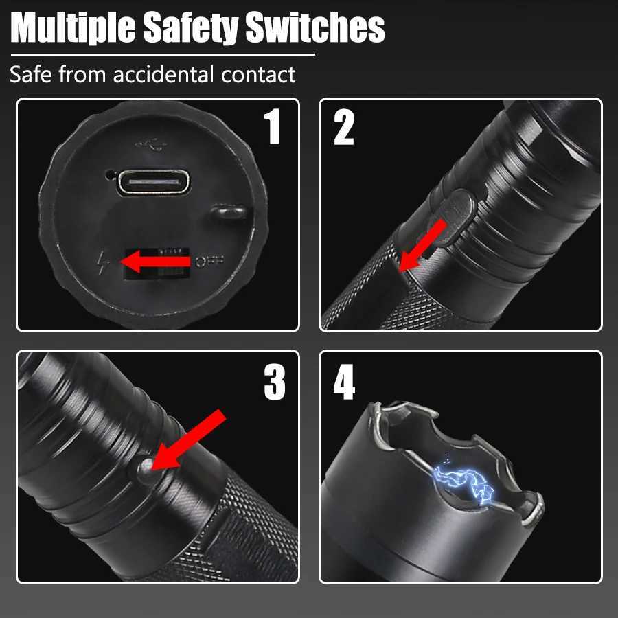 Tactical Flashlight - Aluminum Alloy Rechargeable Self-Defense Strobe Light with Zoom in Function 1 Modes Z250514