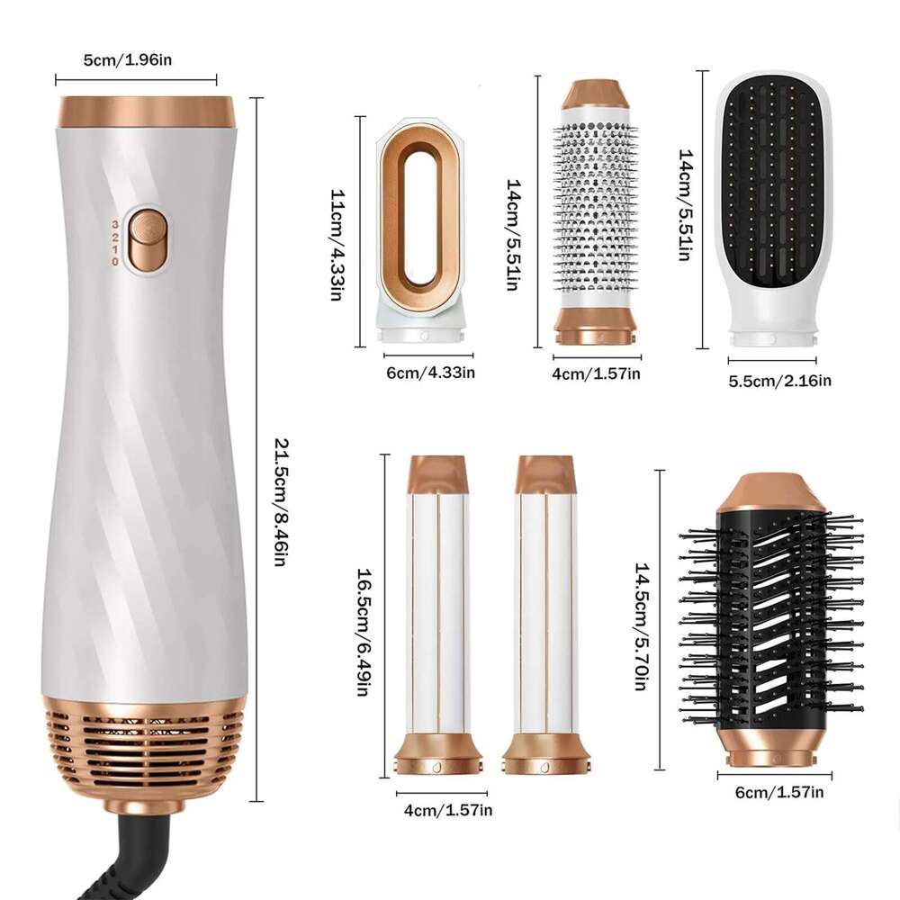6 in One Hot Detachable Blow Hair Dryer Brush, Curler Air Styler Iron Curling Brush