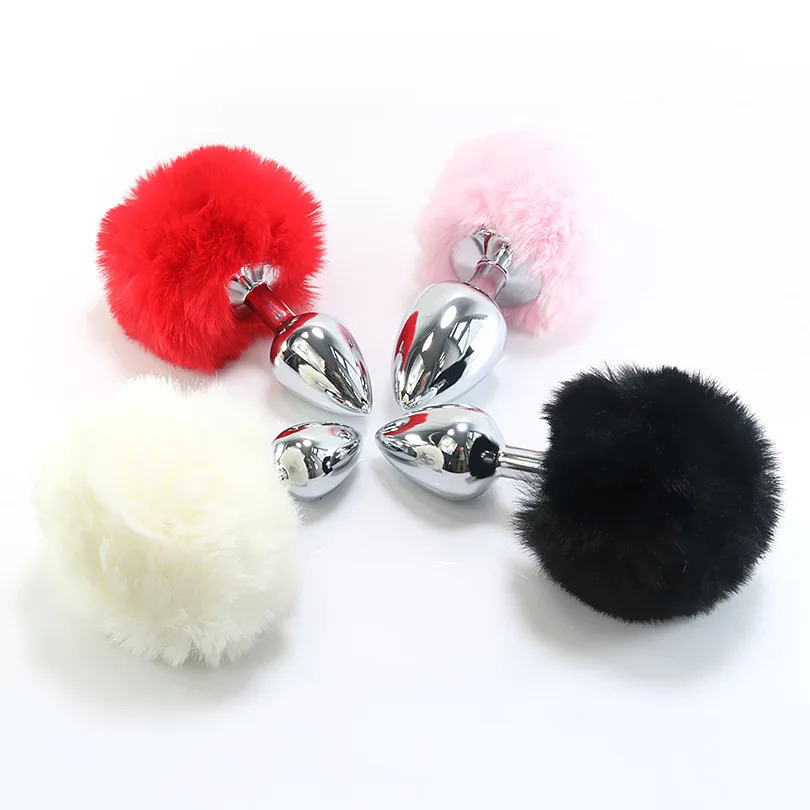 Metal Plush Rabbit Tail Anal Plug Prostate Massager Butt Plug Rabbit Ear BDSM Cosplay Erotic Sex Toys for Women Adults Sex Game 250515