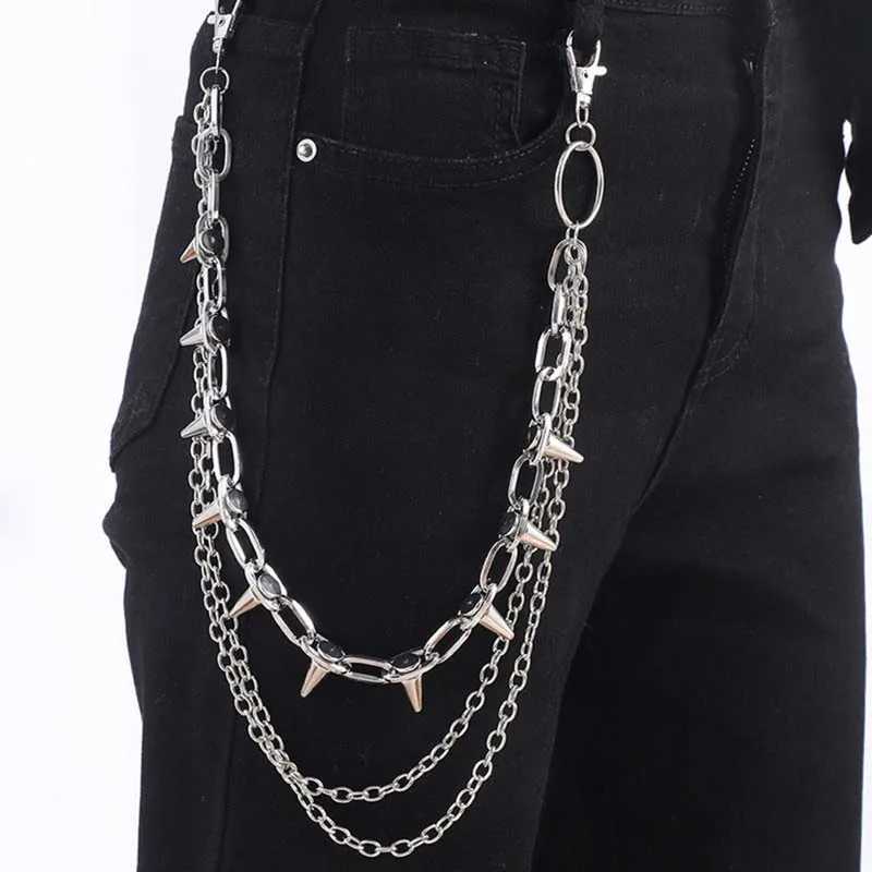 New Punk Rivets Pants Chain for Women Men Hip Hop Silver Color Multilayer Waist Chain Dress Jewelry Gothic Rock Accessories Y250515